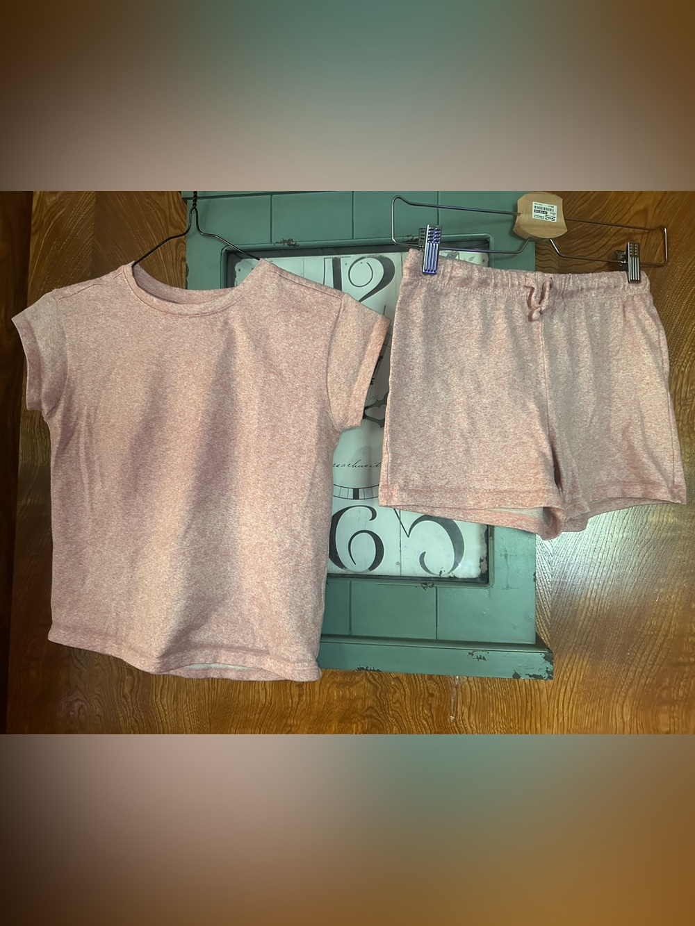 32 Degrees Pink Sparkle Short Sleeve Top & Shorts Pajama Set